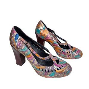 Dries Van Noten Round Toe Pumps Heels T- Strap Heels Pump Abstract Colorful 36.5